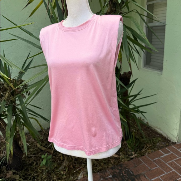 Milly Rubi Pink Shoulder Pad Shiny Muscle Tshirt - Picture 8 of 8